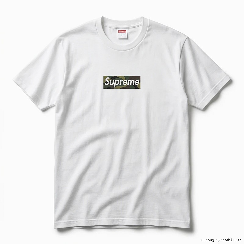 Supreme camouflage-style white T-shirt
