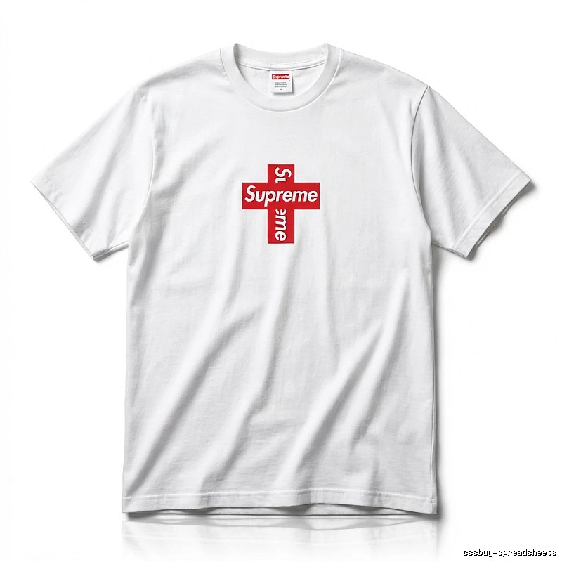 Supreme Cross Trend Brand White T-shirt