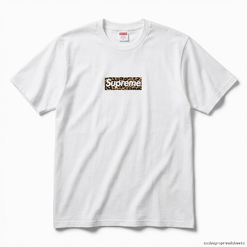 Supreme leopard - print style white T - shirt