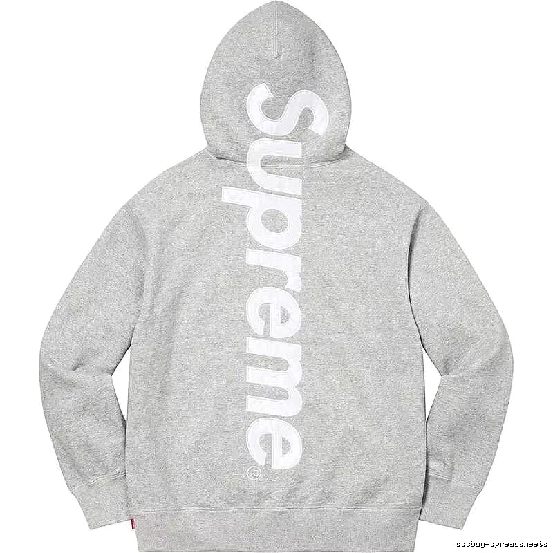 Supreme Relaxed Logo hoodie Gray Red Oversized with Designer-Inspired Detail