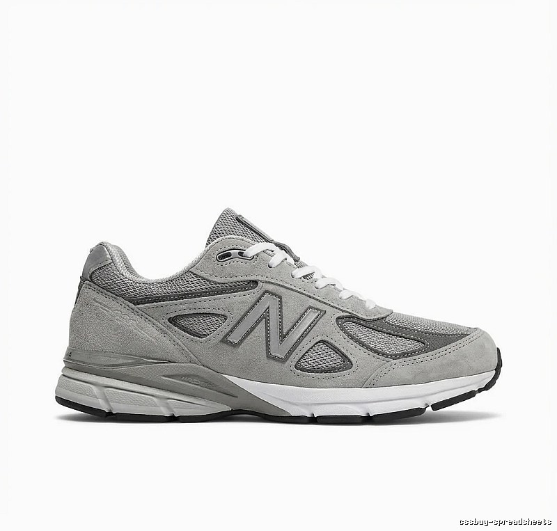 The retro-style gray shoes of the New Balance 990 series