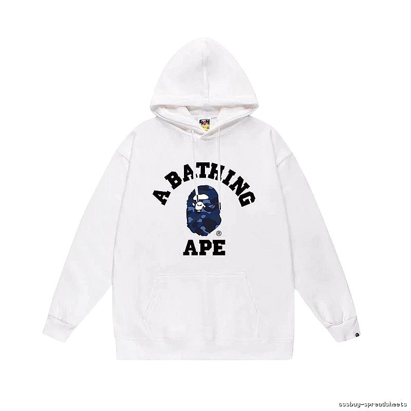 White hoodie with Bape Ape Head print